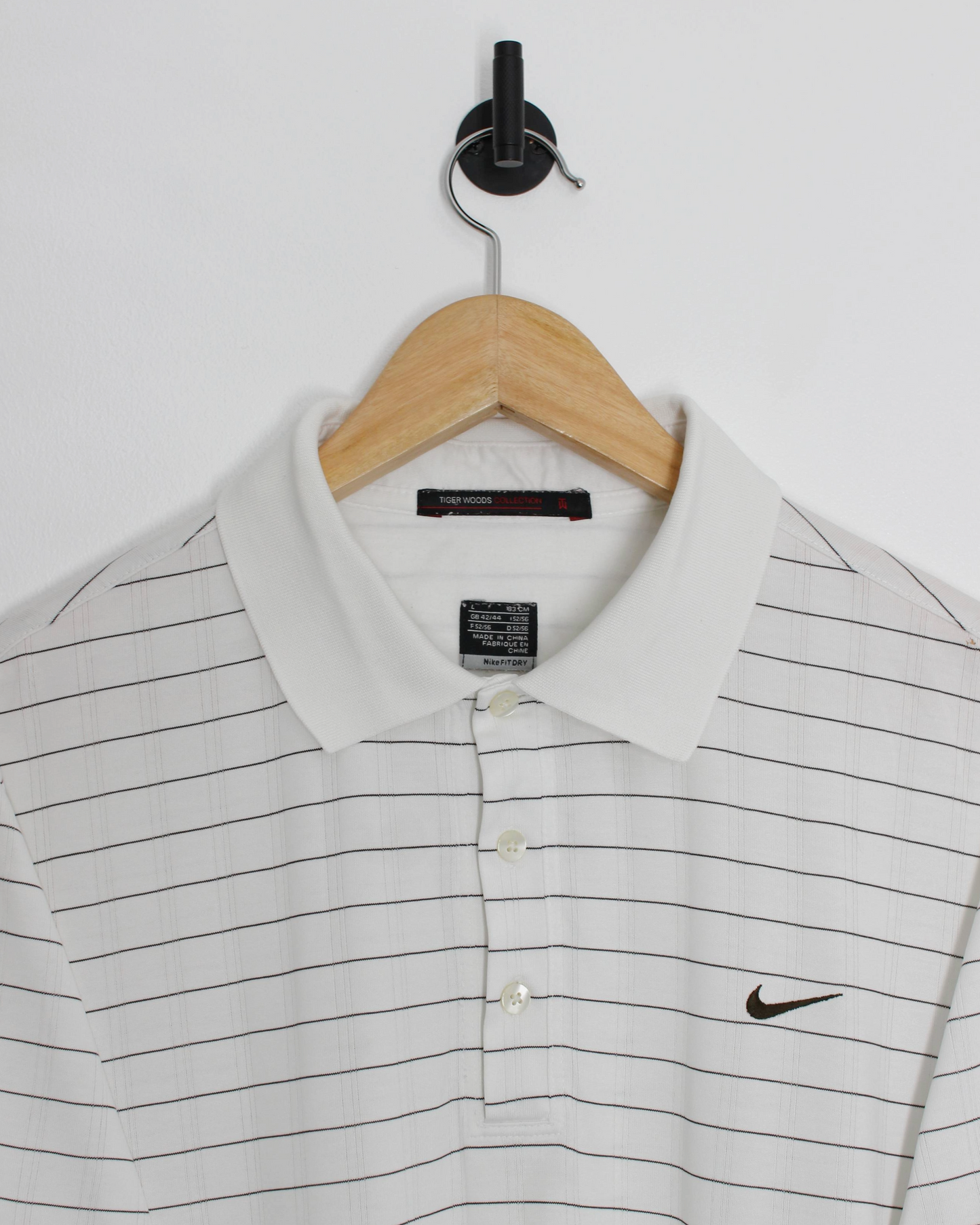 00s Nike Tiger Woods White/Black Polo-Shirt (L)