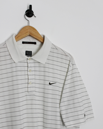 00s Nike Tiger Woods White/Black Polo-Shirt (L)