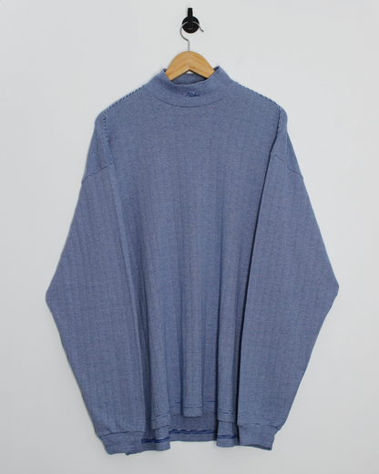 90s Nike Blue Abstract Long Sleeve Mock Neck Golf Top (XL)