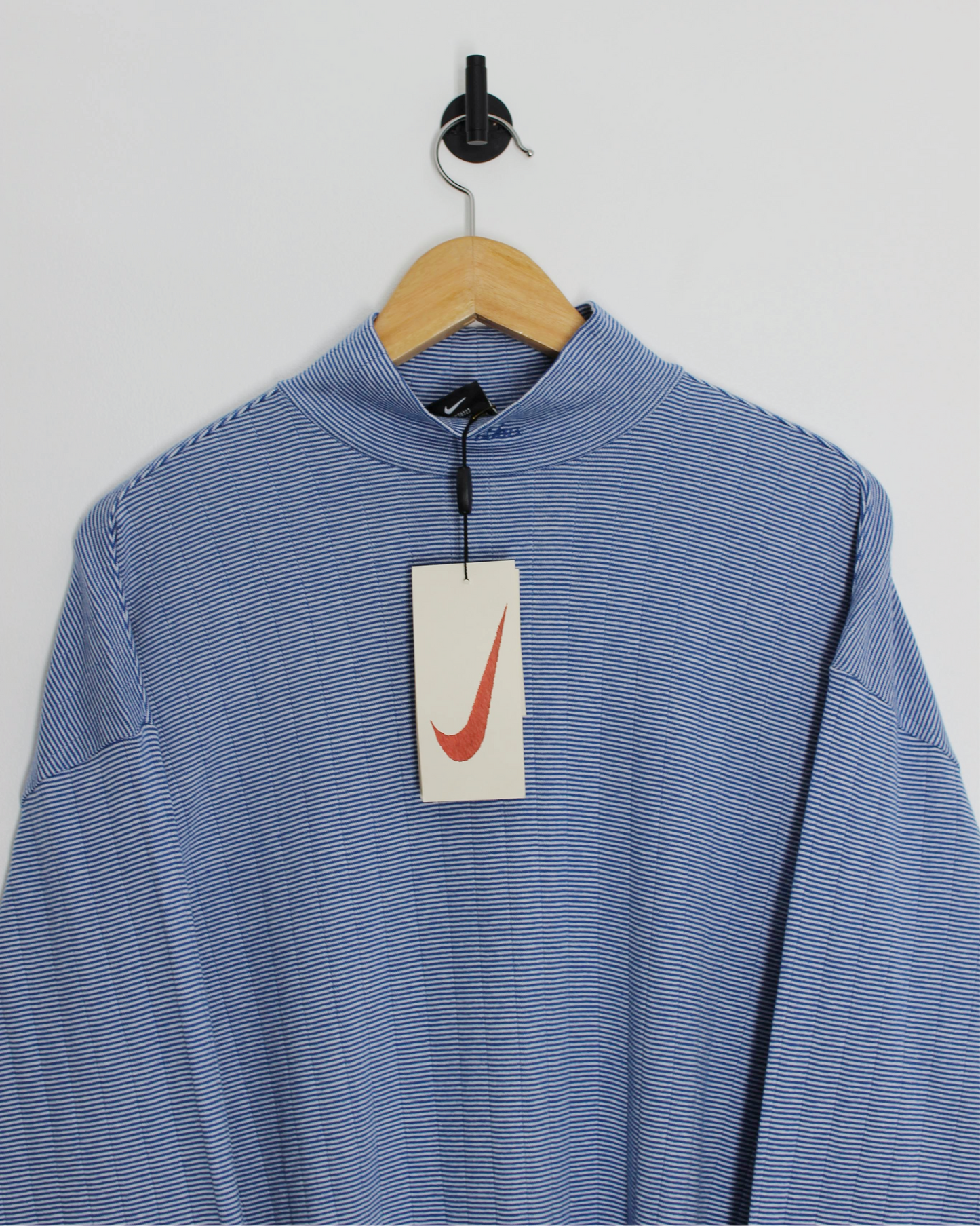 90s Nike Blue Abstract Long Sleeve Mock Neck Golf Top (XL)