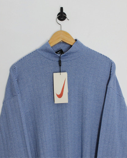 90s Nike Blue Abstract Long Sleeve Mock Neck Golf Top (XL)