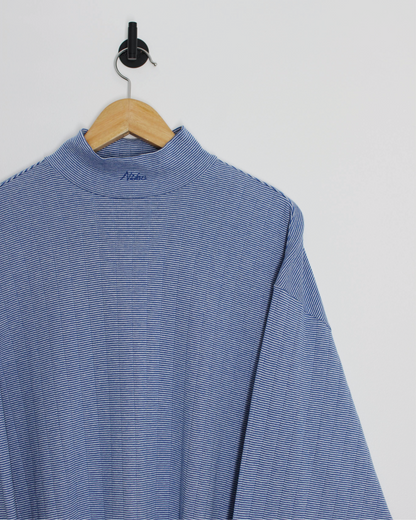 90s Nike Blue Abstract Long Sleeve Mock Neck Golf Top (XL)