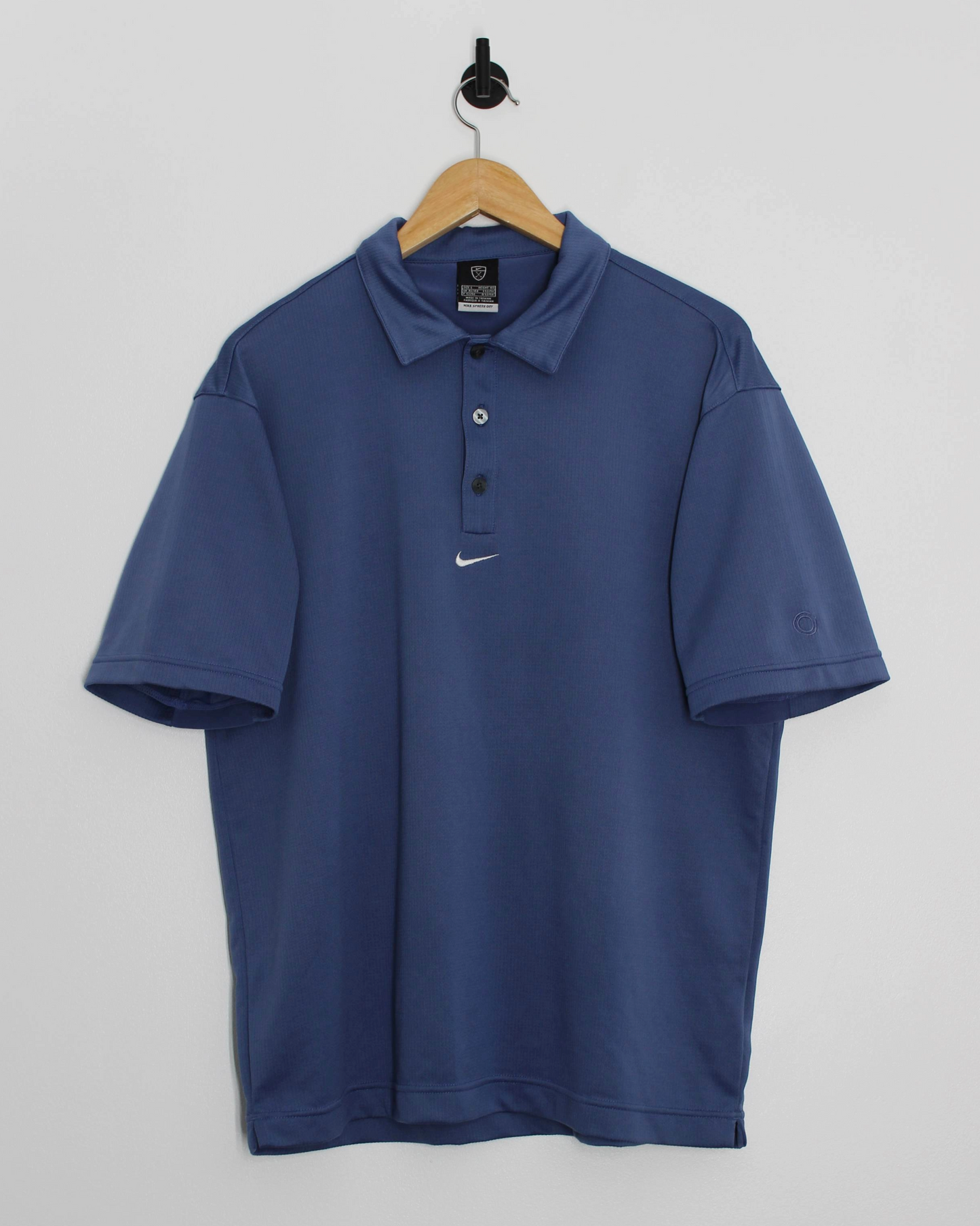 00s Nike Blue Centre Swoosh Polo-Shirt (M)