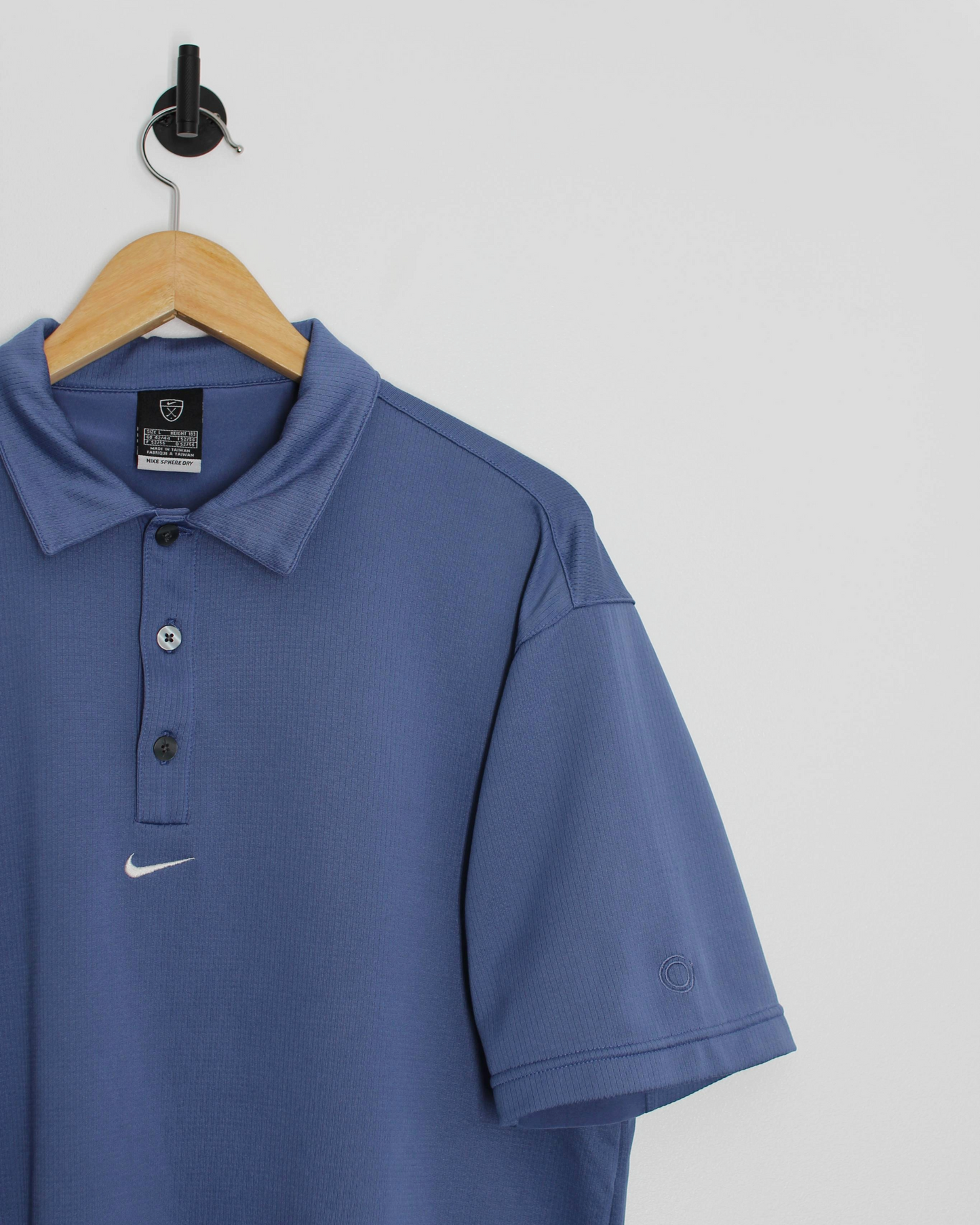 00s Nike Blue Centre Swoosh Polo-Shirt (M)