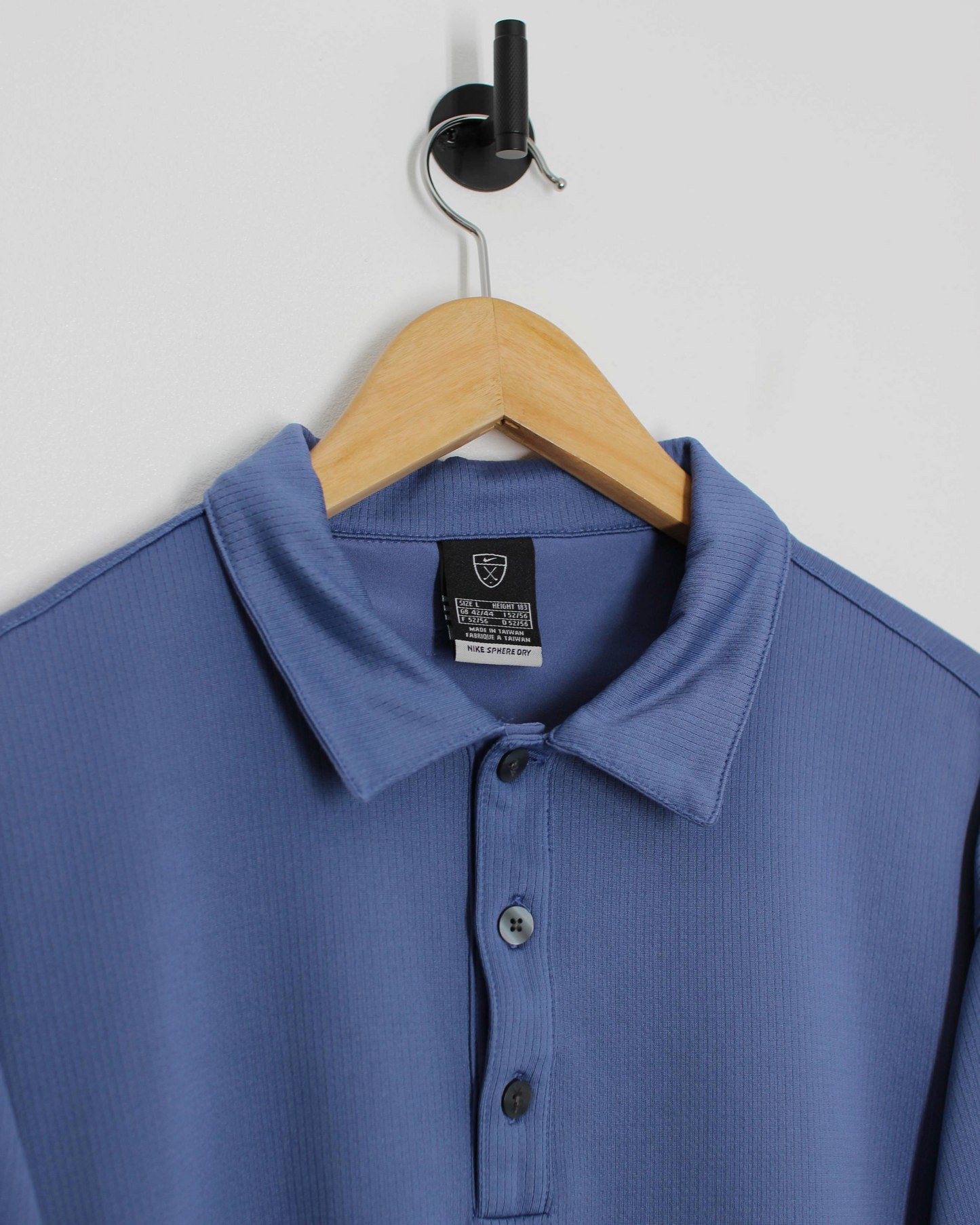 00s Nike Blue Centre Swoosh Polo-Shirt (M)