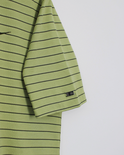 00s Nike Tiger Woods Light Green Striped Polo-Shirt (M)