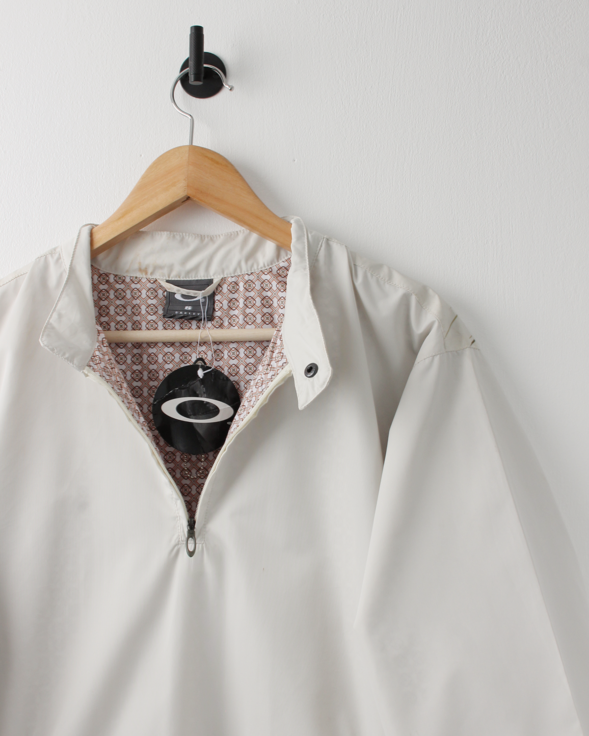 00s Oakley Cream Patterned Short Sleeve Windbreaker with Tags (S)