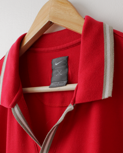90s Nike Tiger Woods Yin Yang Red Centre Swoosh Polo (L)