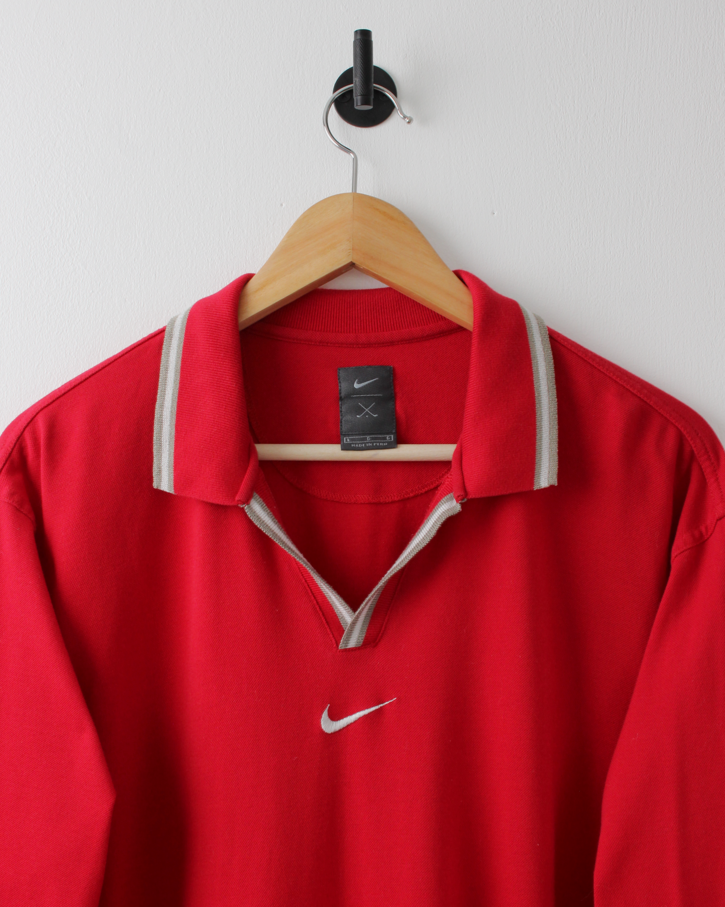 90s Nike Tiger Woods Yin Yang Red Centre Swoosh Polo (L)