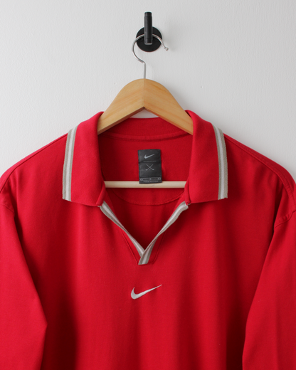 90s Nike Tiger Woods Yin Yang Red Centre Swoosh Polo (L)