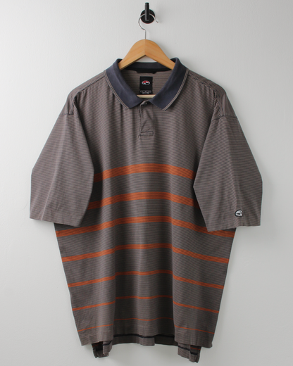 90s Nike Tiger Woods Grey & Orange Striped Polo (L)