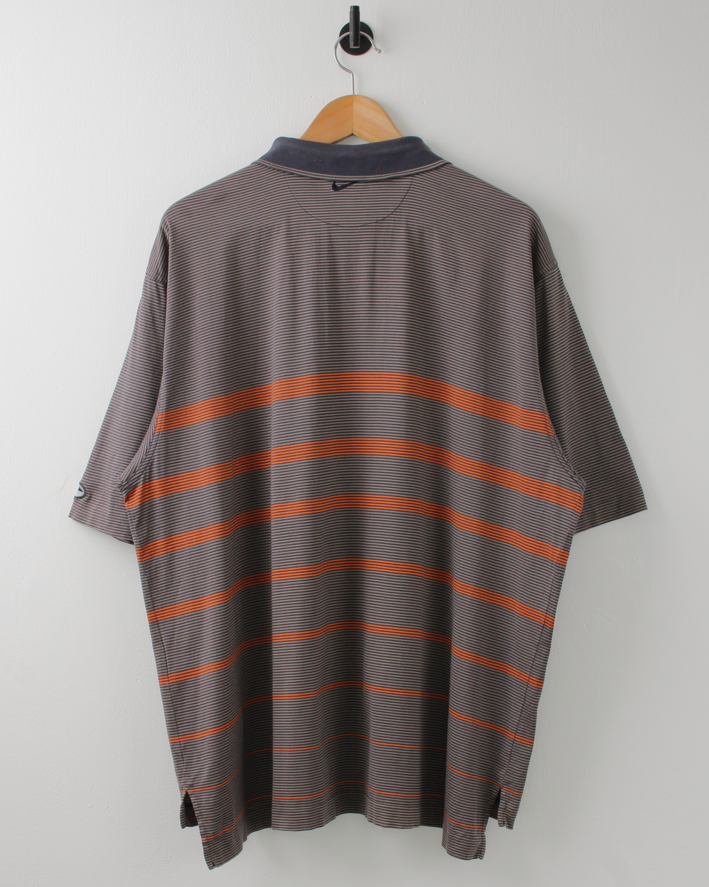 90s Nike Tiger Woods Grey & Orange Striped Polo (L)