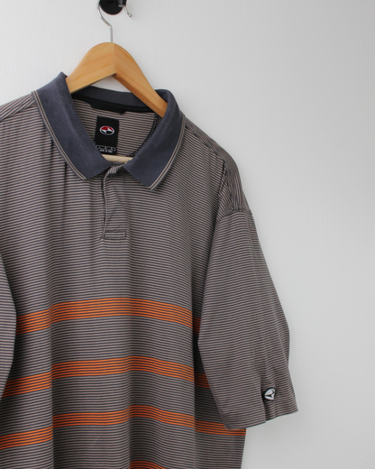 90s Nike Tiger Woods Grey & Orange Striped Polo (L)