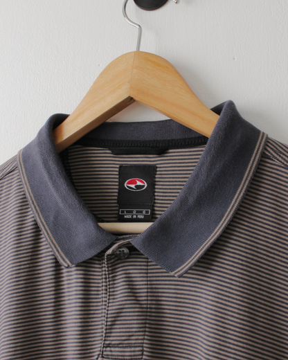 90s Nike Tiger Woods Grey & Orange Striped Polo (L)