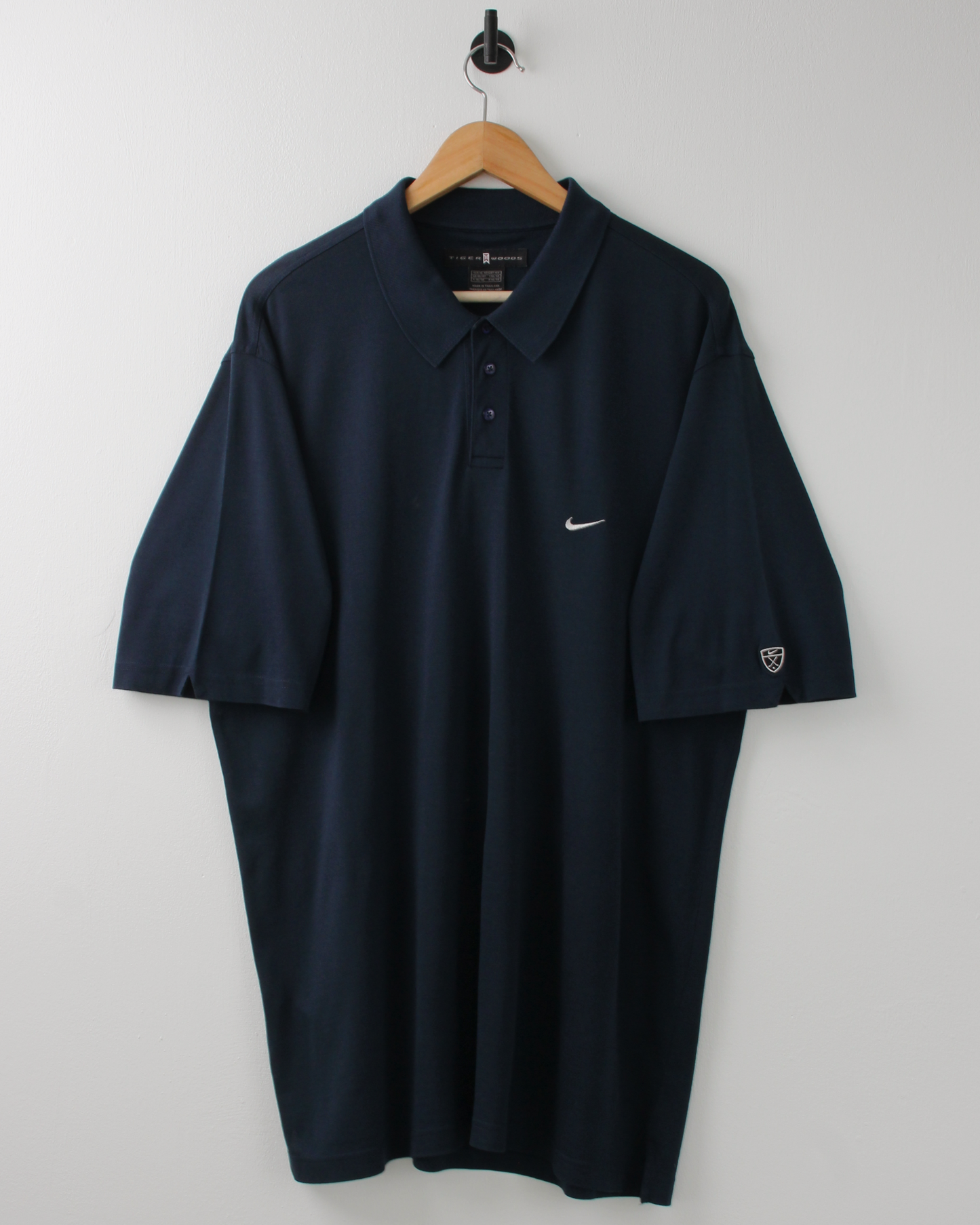 00s Nike Tiger Woods Shield Logo Navy Polo (XL)