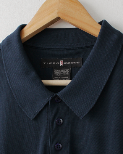 00s Nike Tiger Woods Shield Logo Navy Polo (XL)