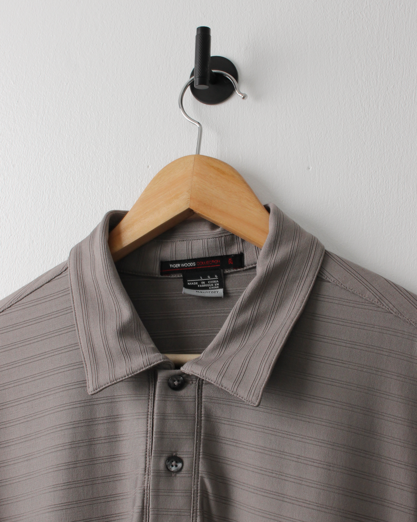 00s Nike Tiger Woods Grey Textured Polo (L)