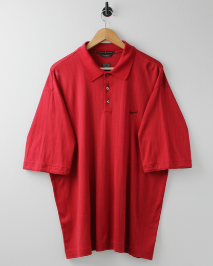 00s Nike Tiger Woods Red Textured Polo (XL)