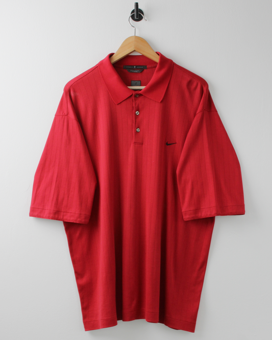 00s Nike Tiger Woods Red Textured Polo (XL)
