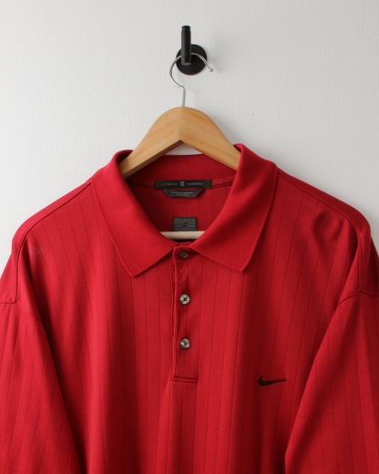 00s Nike Tiger Woods Red Textured Polo (XL)