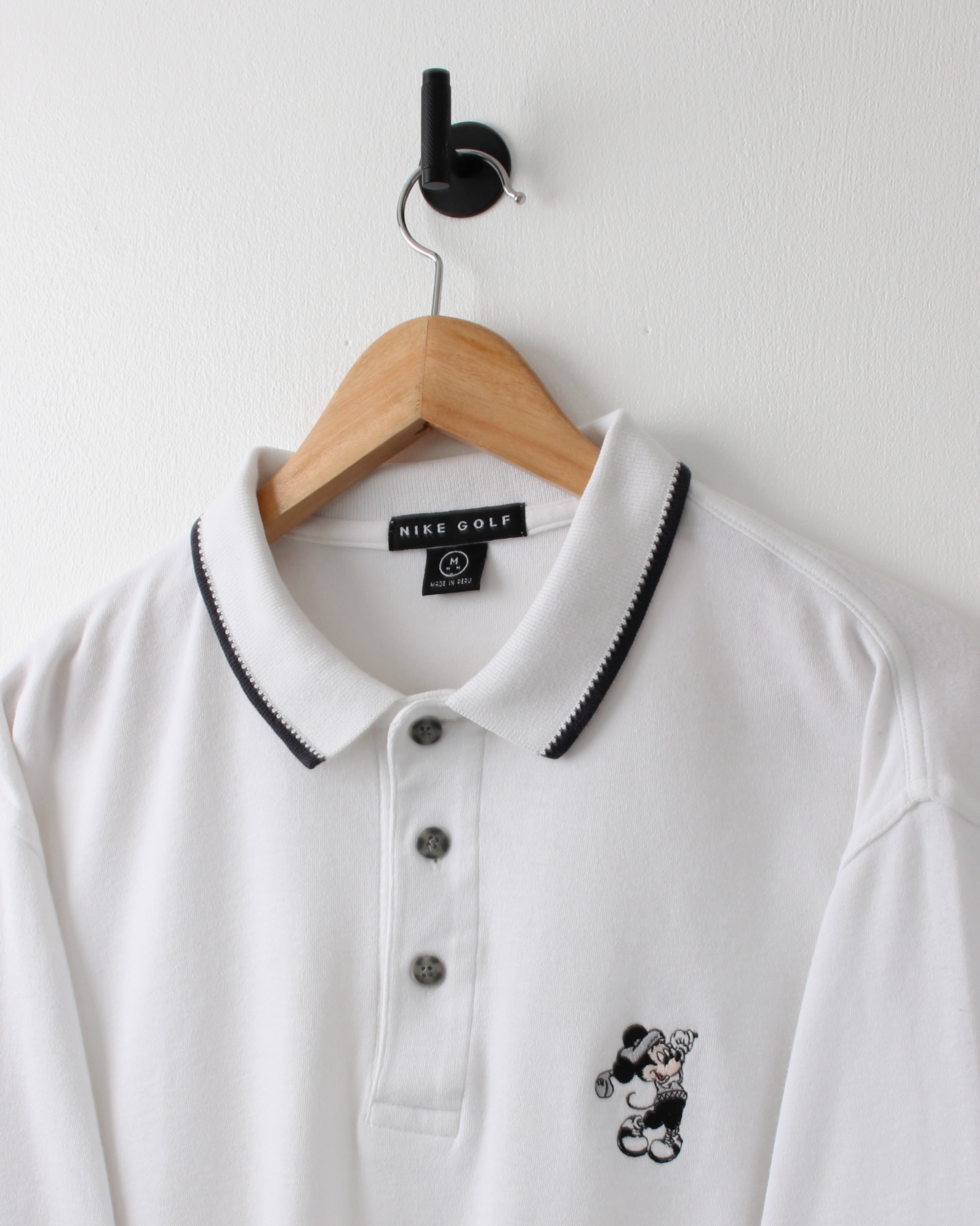 90s Nike Mickey Mouse Graphic White Polo (M)