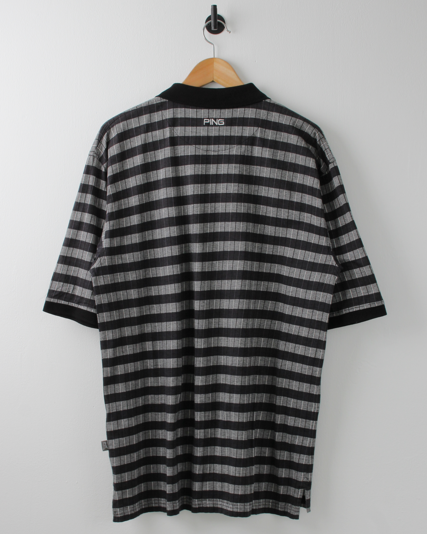 00s Ping Black & Grey Geometric Polo (L)