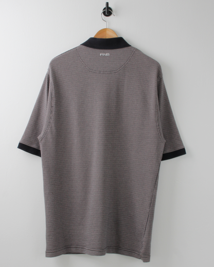 00s Ping Grey & Black Geometric Weave Polo (L)