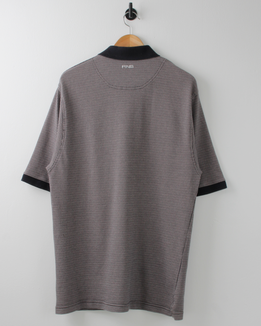 00s Ping Grey & Black Geometric Weave Polo (L)