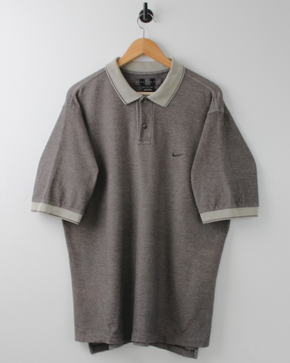 00s Nike Taupe Grey Textured Polo (L)