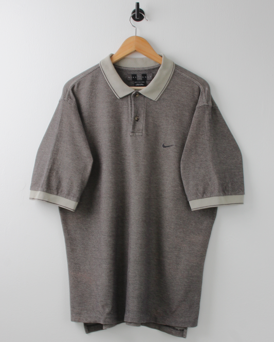 00s Nike Taupe Grey Textured Polo (L)