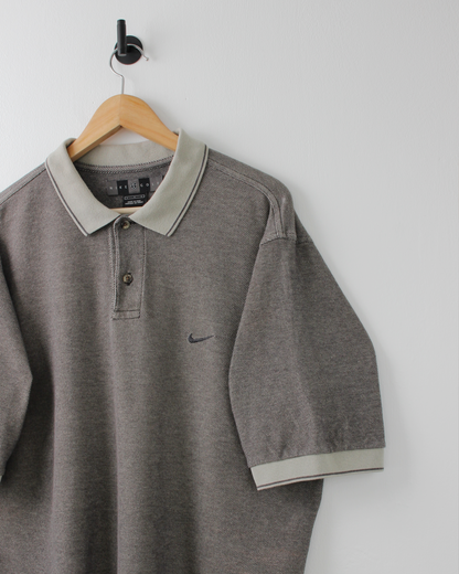 00s Nike Taupe Grey Textured Polo (L)
