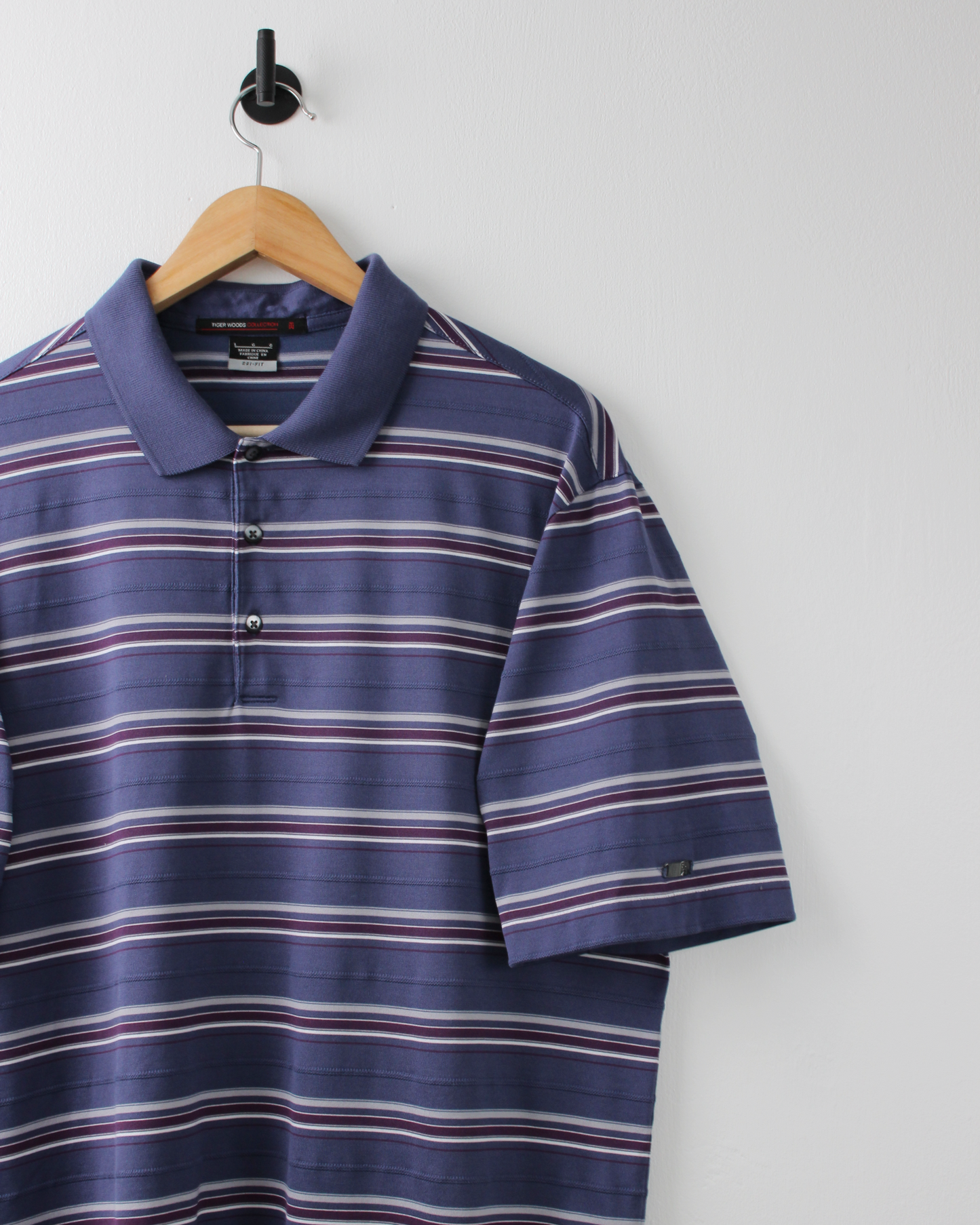00s Nike Tiger Woods Plum Striped Polo (L)