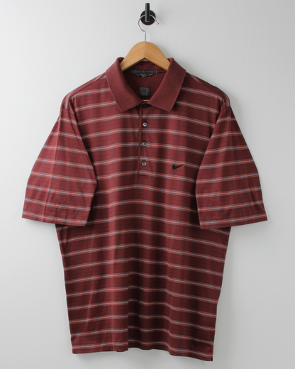 00s Nike Tiger Woods Burgundy Striped Polo (M)