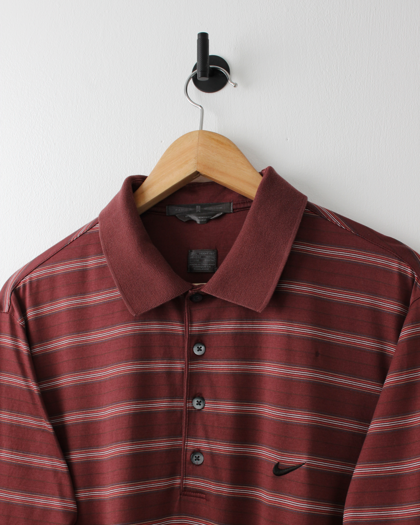 00s Nike Tiger Woods Burgundy Striped Polo (M)