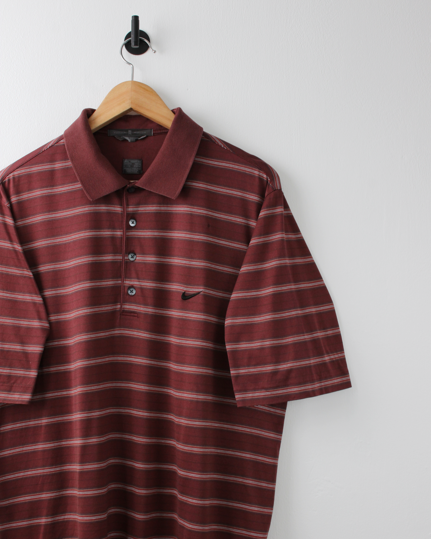 00s Nike Tiger Woods Burgundy Striped Polo (M)