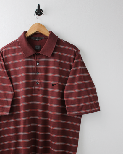 00s Nike Tiger Woods Burgundy Striped Polo (M)