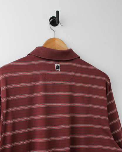 00s Nike Tiger Woods Burgundy Striped Polo (M)
