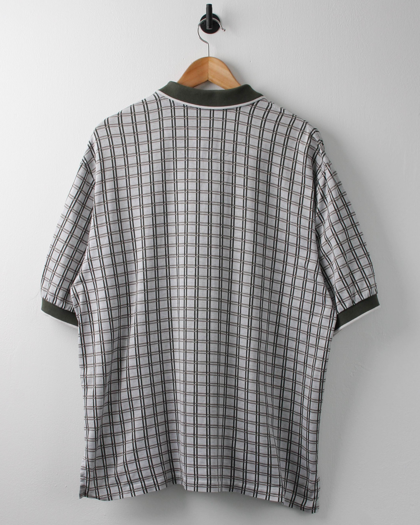 90s Nike White & Green Chequered Polo (L)