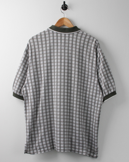 90s Nike White & Green Chequered Polo (L)