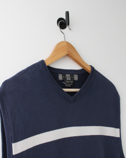 00s Nike Navy & White Stripe Sweater Vest (M)