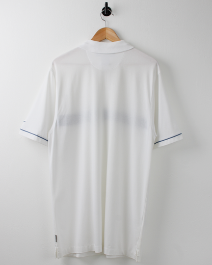 00s Nike White & Blue Stripe Polo (L)