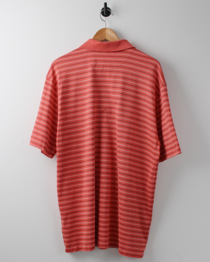 00s Nike Tiger Woods Peach Striped Polo (XL)