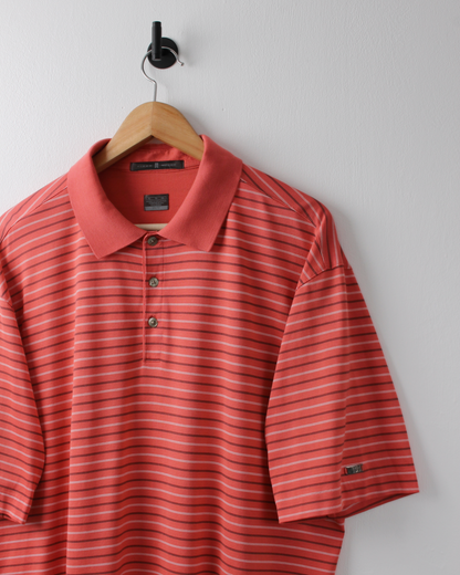 00s Nike Tiger Woods Peach Striped Polo (XL)