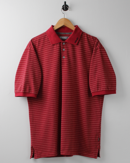 00s Ping Red Micro Pattern Polo (L)