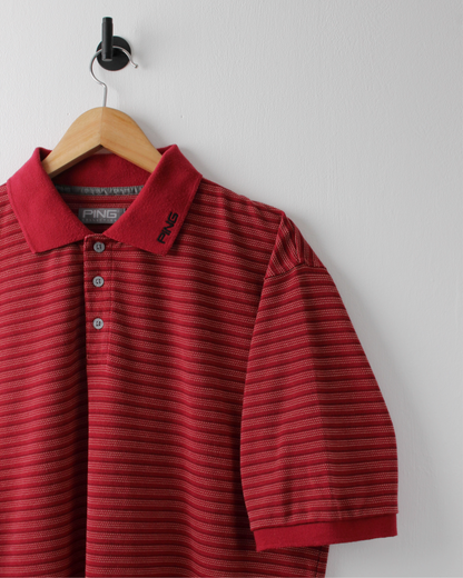 00s Ping Red Micro Pattern Polo (L)