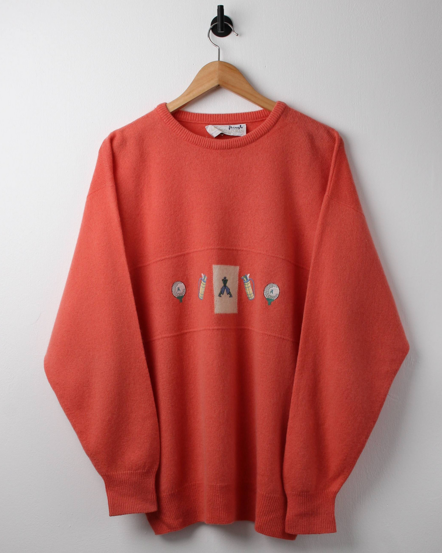 90s Lyle & Scott Faldo Collection Peach Graphic Knit (M)