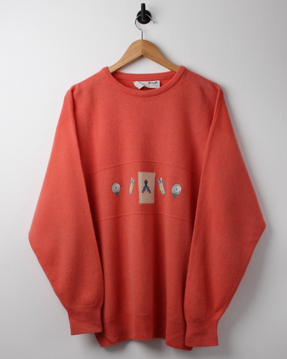 90s Lyle & Scott Faldo Collection Peach Graphic Knit (M)