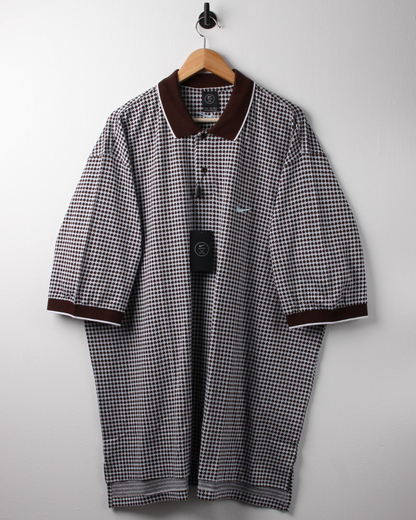 90s Nike Brown & White Geometric Pattern Polo with Tags (XXL)