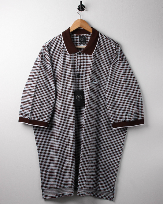 90s Nike Brown & White Geometric Pattern Polo with Tags (XXL)