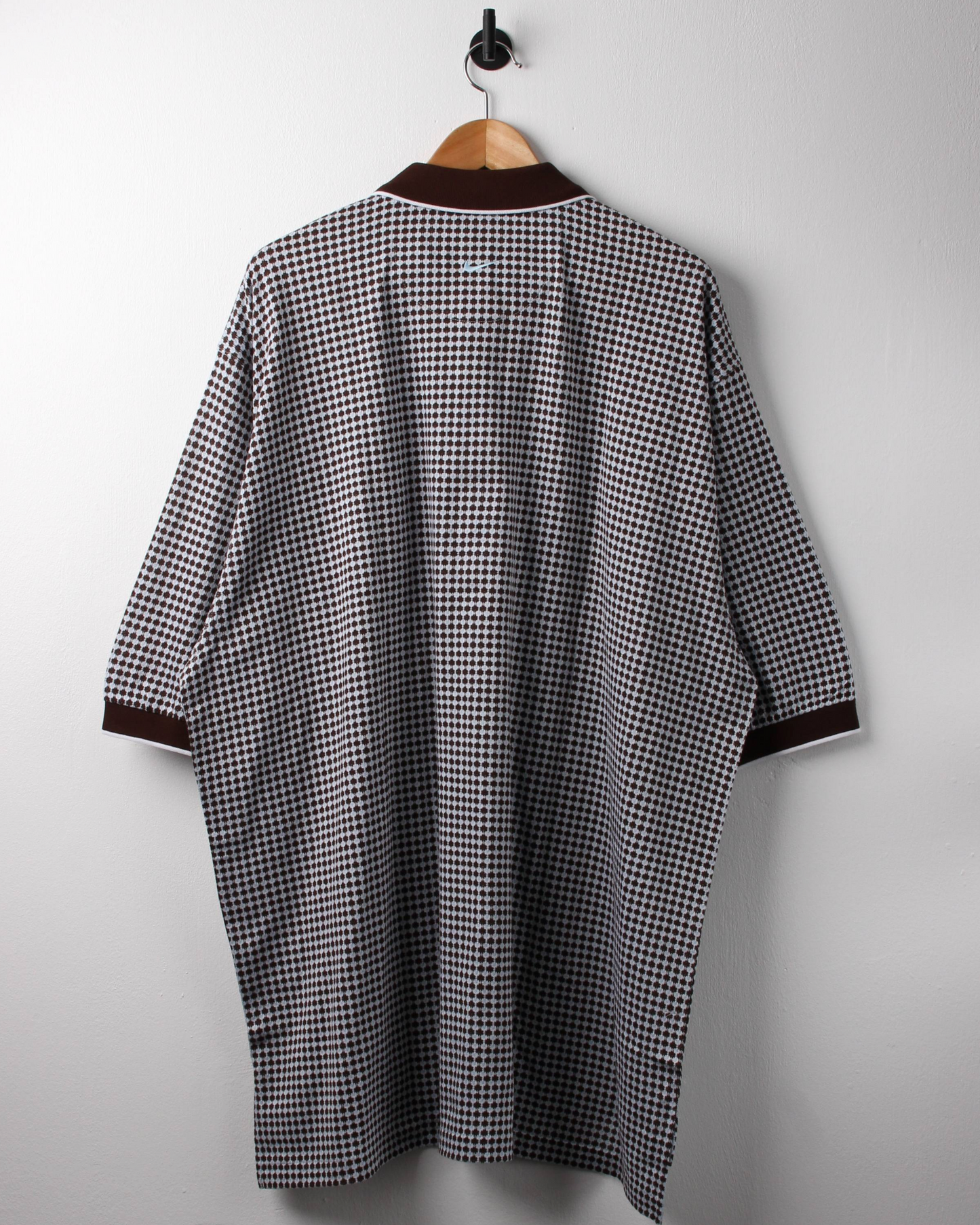 90s Nike Brown & White Geometric Pattern Polo with Tags (XXL)